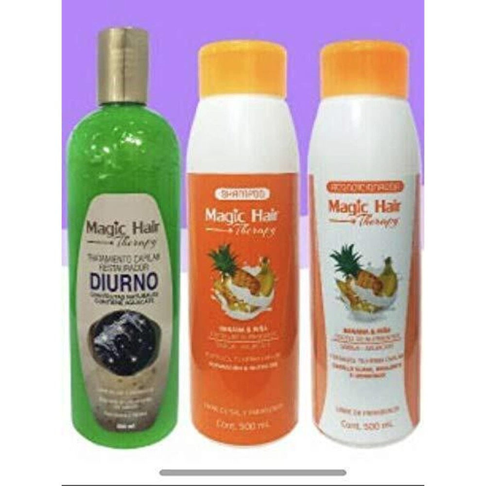 Magic Hair Therapy Tratamiento Diurno, Shampoo y Acondicionador Banana & Piña